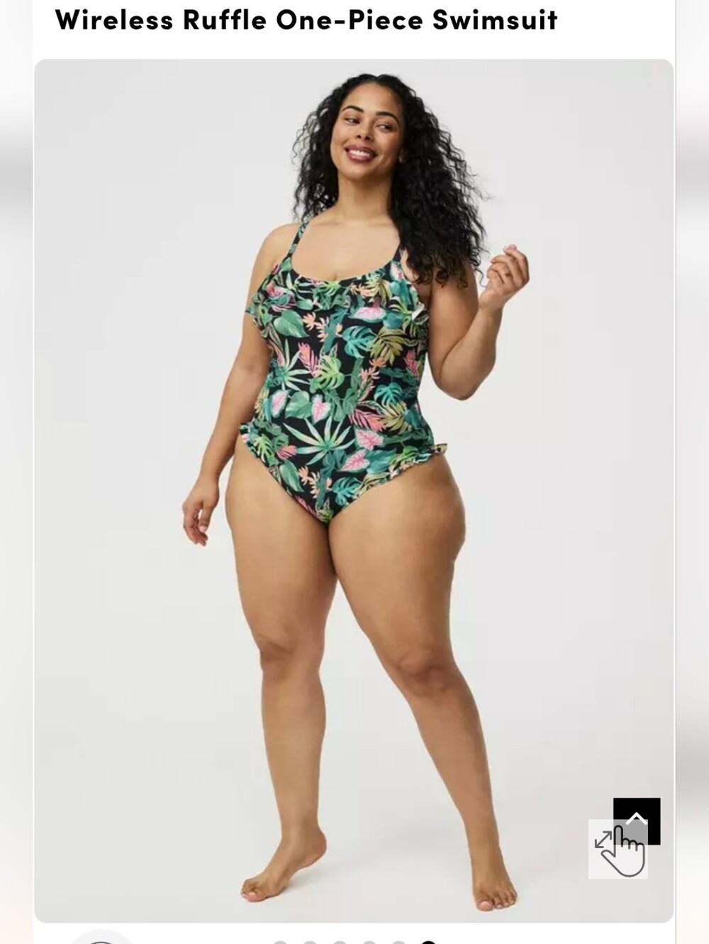Torrid Wireless Ruffle One-Piece Swimsuit Tropical Green Black Pink New Size 5x